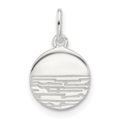 Sterling Silver E-Coated Textured Circle Charm
