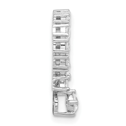 Sterling Silver Rhodium Plated CZ Circle Chain Slide Pendant