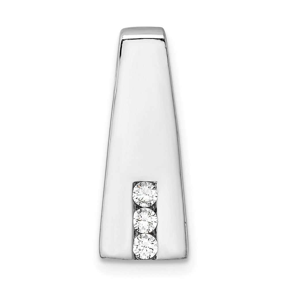 Sterling Silver Rhodium-Plated CZ Chain Slide Pendant