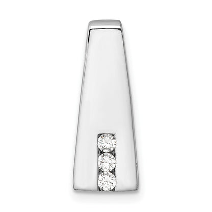 Sterling Silver Rhodium-Plated CZ Chain Slide Pendant
