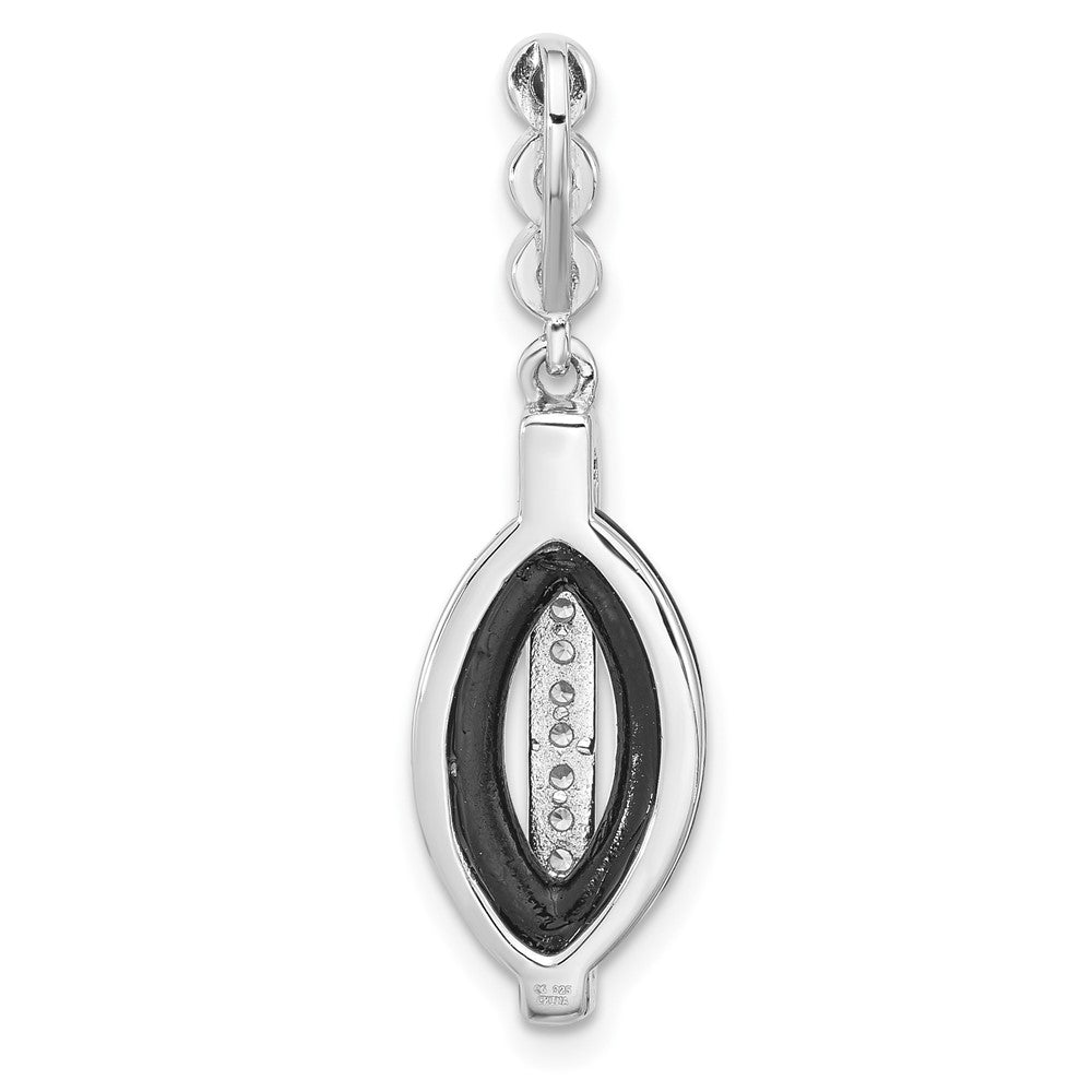 Sterling Silver Rhodium-Plated Polished CZ Black Resin Pendant