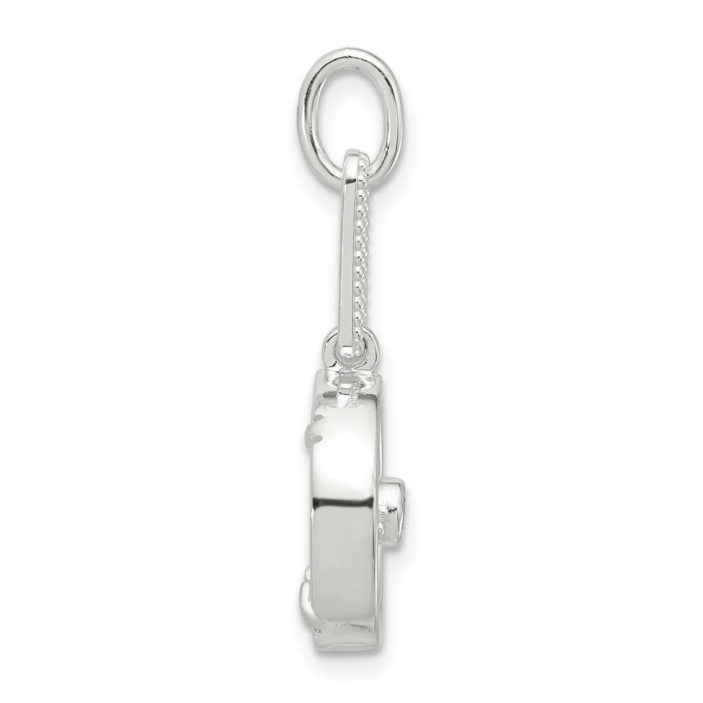 Sterling Silver E-Coated CZ and Mother of Pearl Pendant