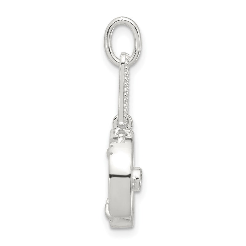 Sterling Silver E-Coated CZ and Mother of Pearl Pendant