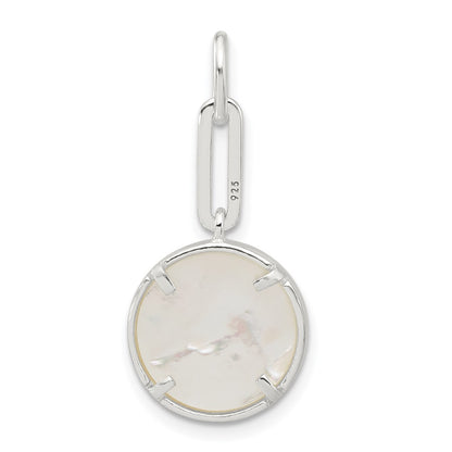 Sterling Silver E-Coated CZ and Mother of Pearl Pendant