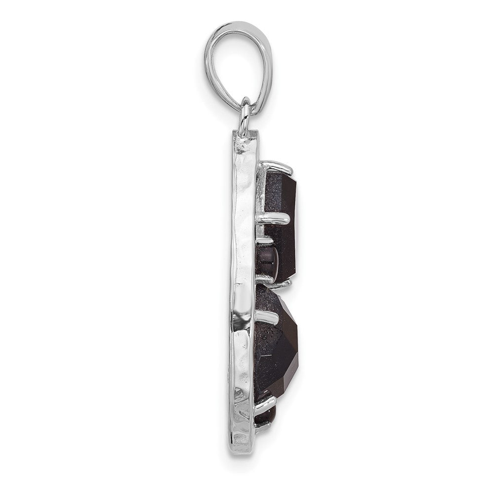 Sterling Silver Rhodium-Plated Agate and Howlite Teardrop Pendant