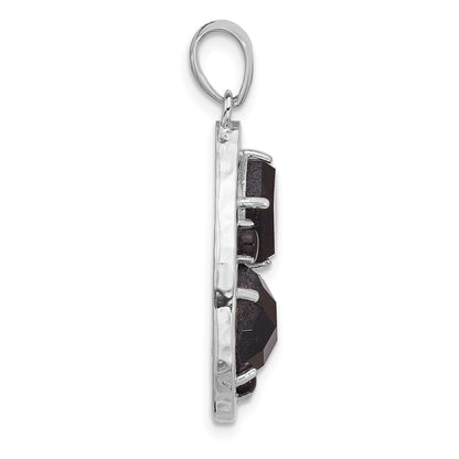 Sterling Silver Rhodium-Plated Agate and Howlite Teardrop Pendant