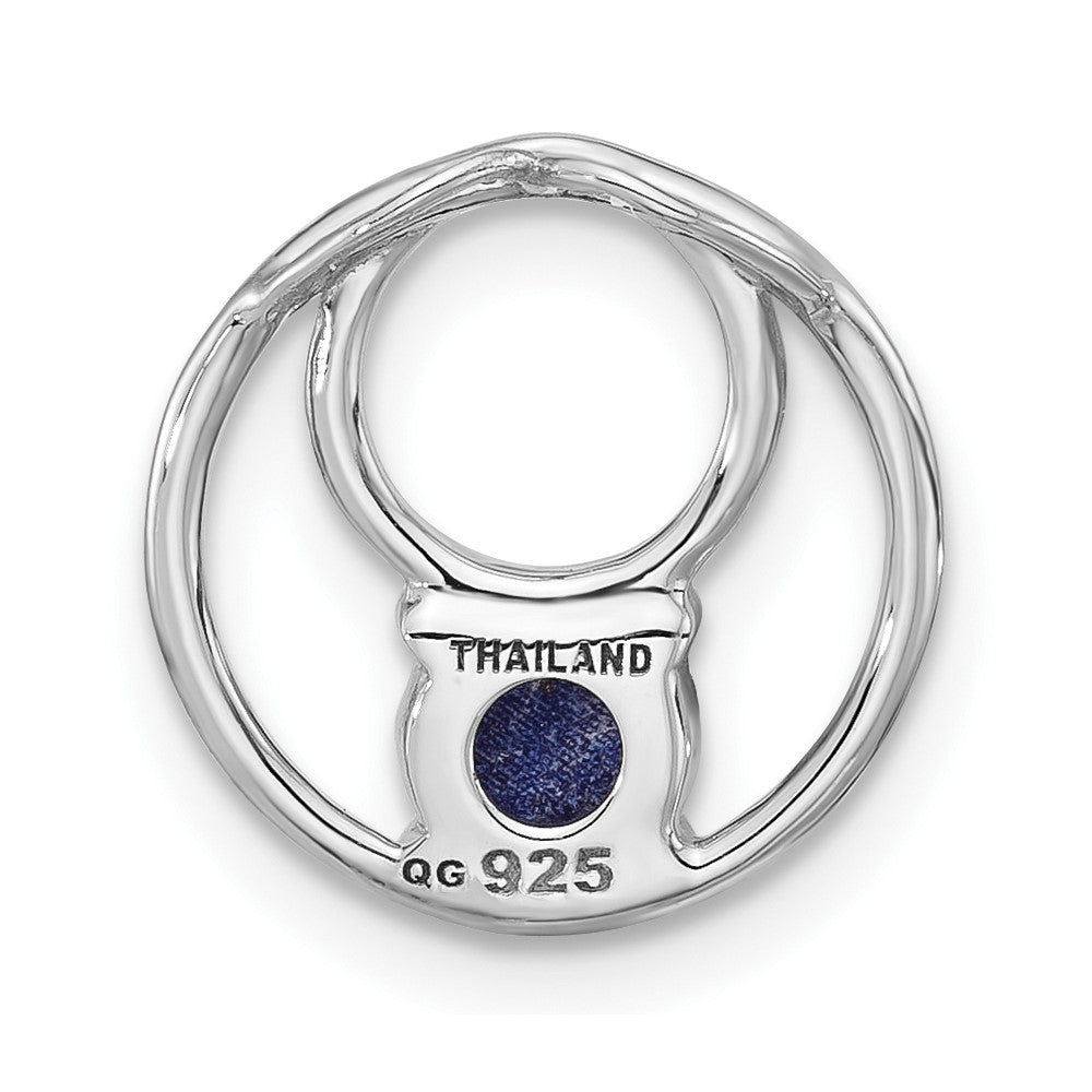 Sterling Silver Rhodium-Plated Lapis Lazuli Round Chain Slide Pendant