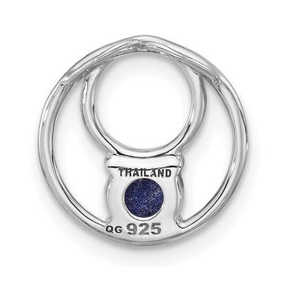 Sterling Silver Rhodium-Plated Lapis Lazuli Round Chain Slide Pendant