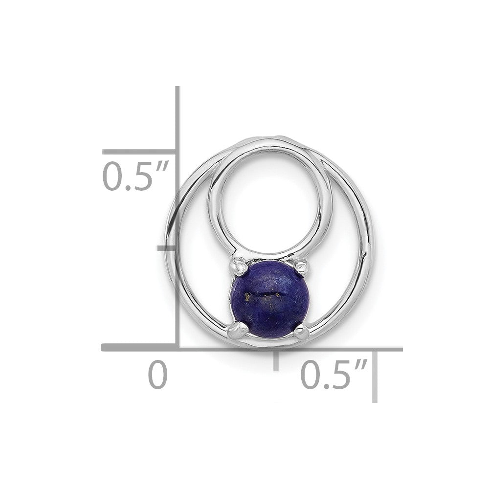 Sterling Silver Rhodium-Plated Lapis Lazuli Round Chain Slide Pendant