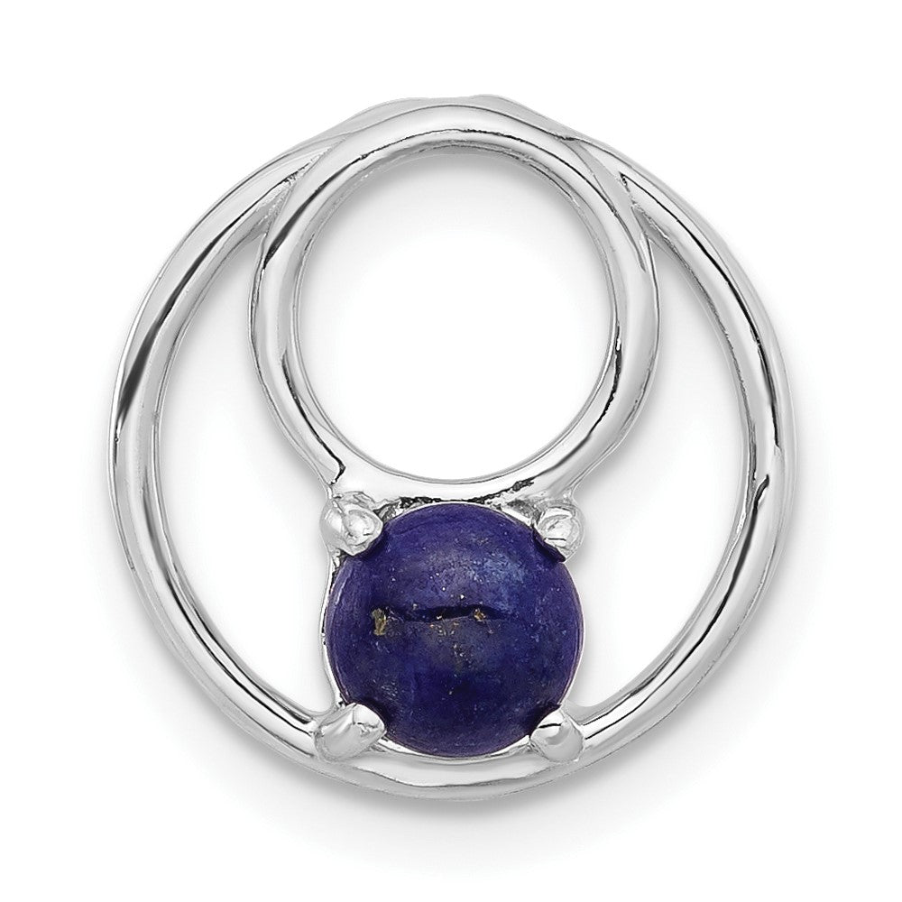 Sterling Silver Rhodium-Plated Lapis Lazuli Round Chain Slide Pendant