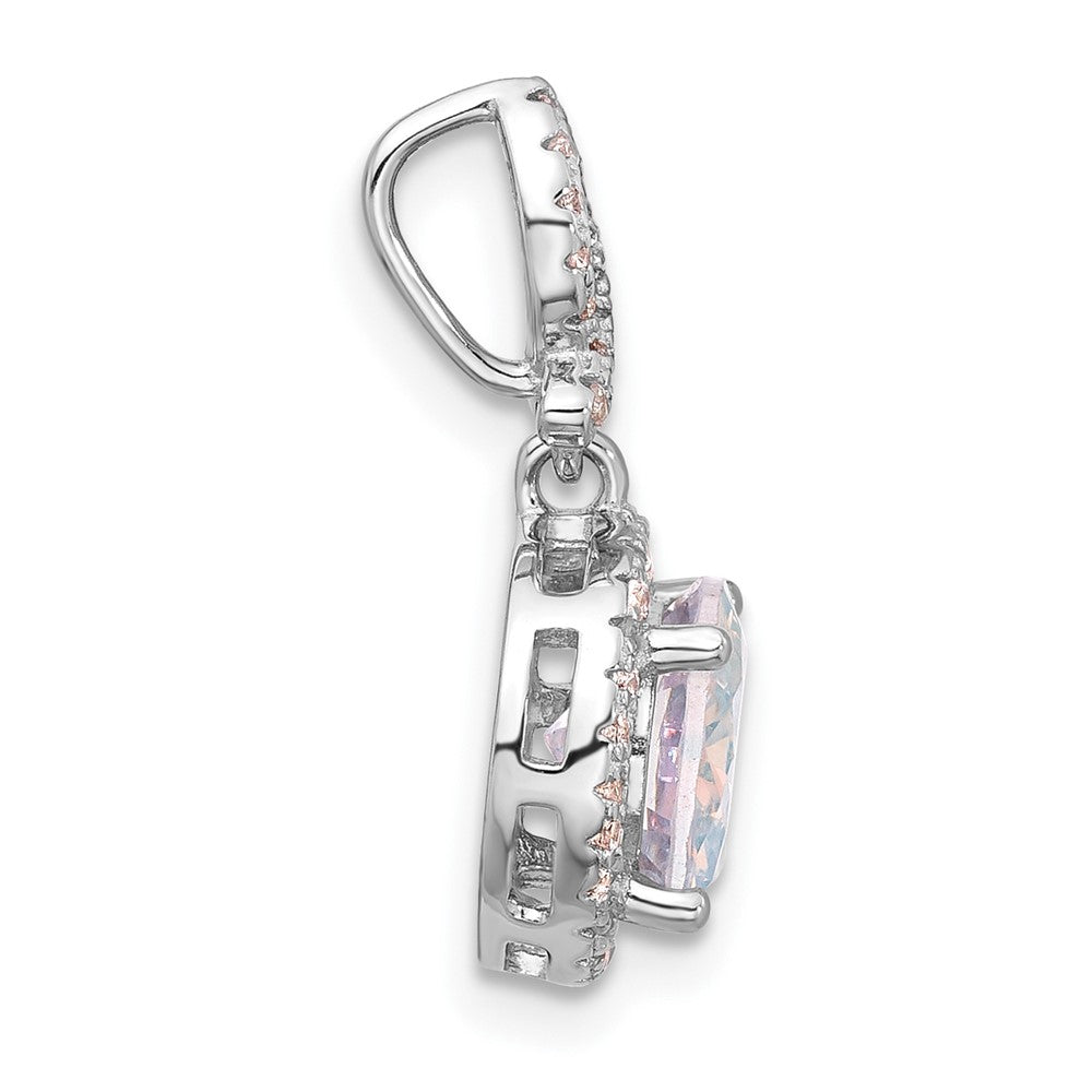 Sterling Silver Rhodium-Plated Iridescent CZ Pendant
