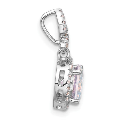Sterling Silver Rhodium-Plated Iridescent CZ Pendant