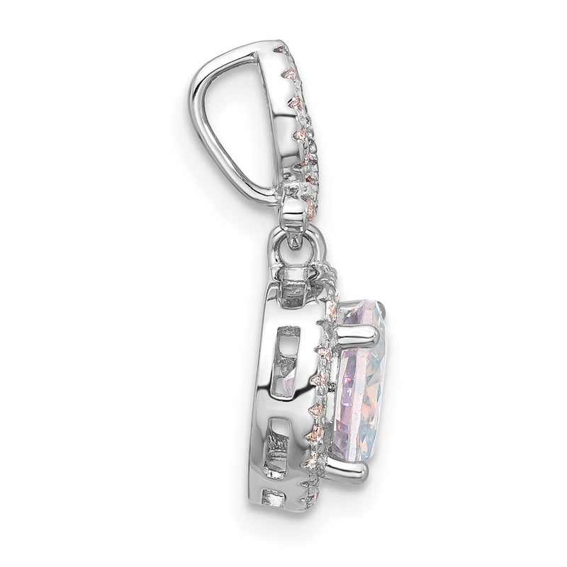 Sterling Silver Rhodium-Plated Iridescent CZ Pendant