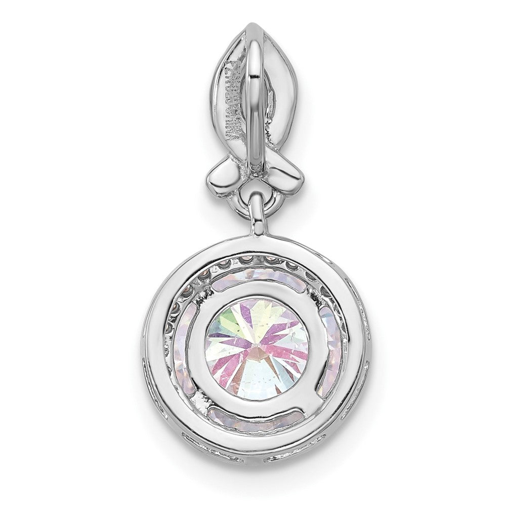 Sterling Silver Rhodium-Plated Iridescent CZ Pendant