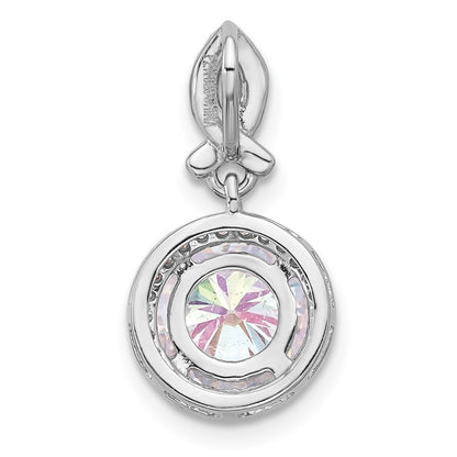 Sterling Silver Rhodium-Plated Iridescent CZ Pendant