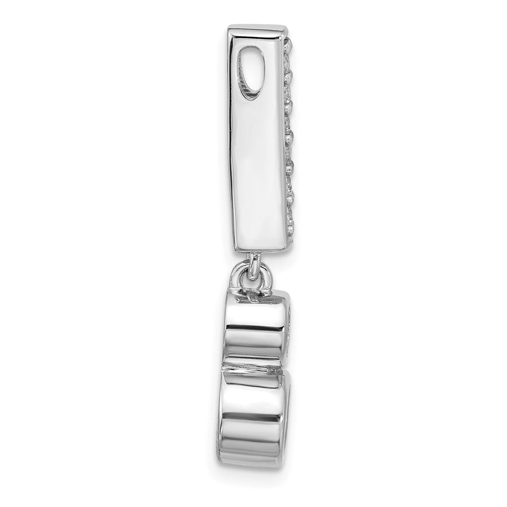 Sterling Silver Rhodium-Plated Polished Purple CZ Chain Slide