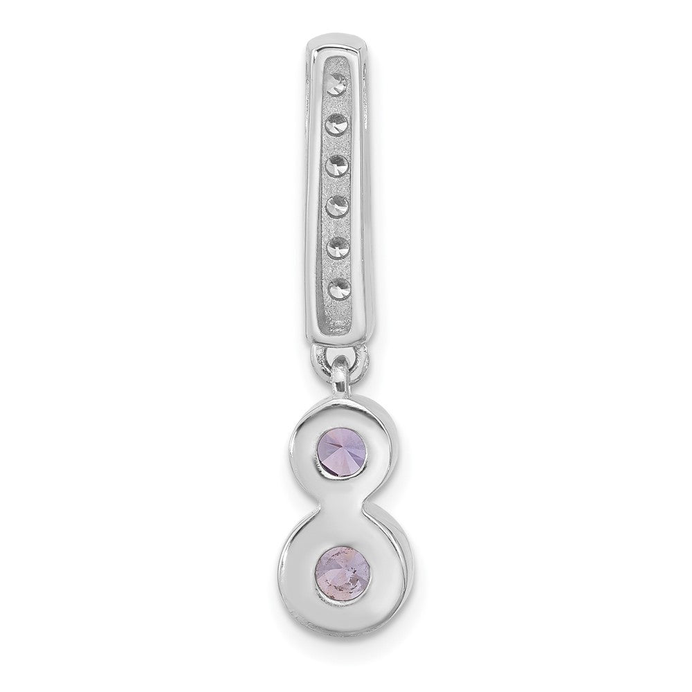 Sterling Silver Rhodium-Plated Polished Purple CZ Chain Slide