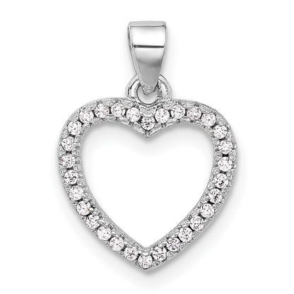 Sterling Silver Rhodium-Plated CZ Heart Pendant