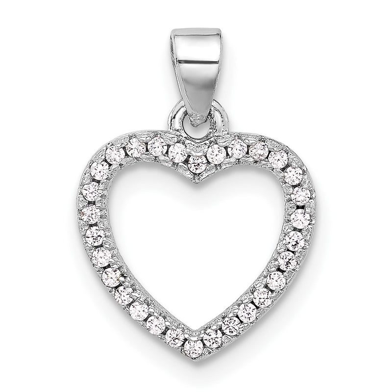 Sterling Silver Rhodium-Plated CZ Heart Pendant