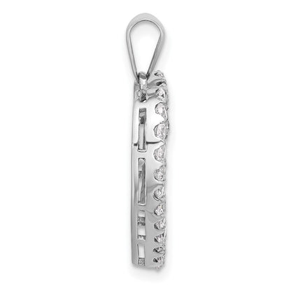 Sterling Silver Rhodium-Plated CZ Double Heart Pendant
