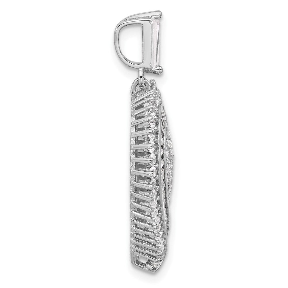 Sterling Silver Rhodium-Plated CZ Heart Pendant