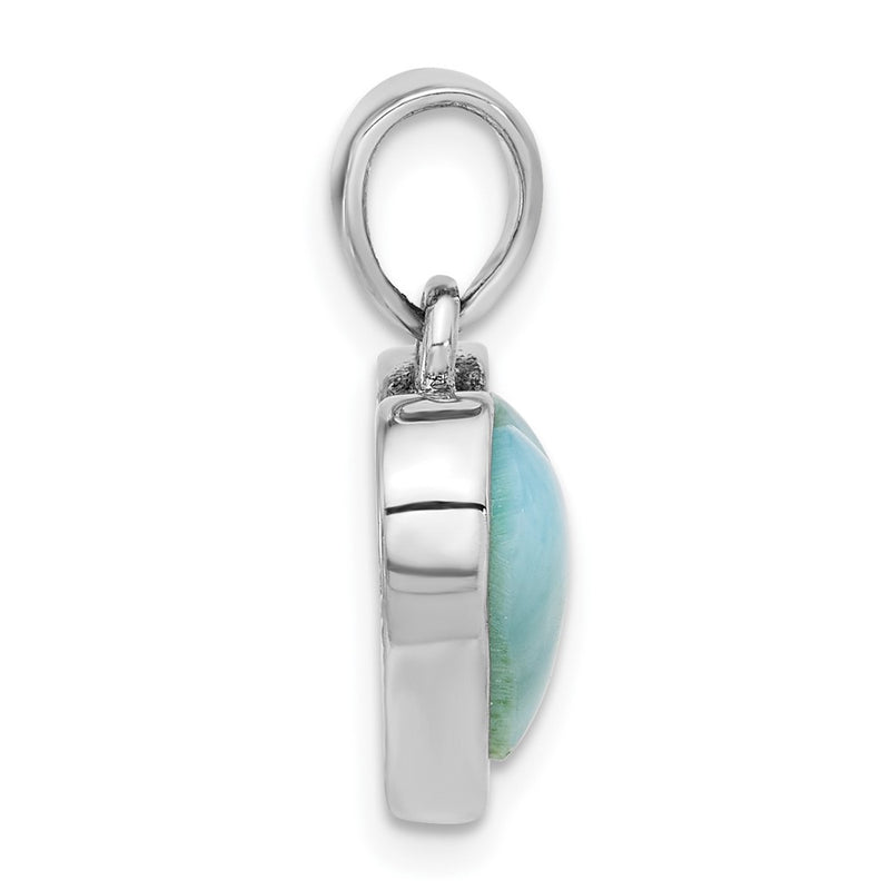 Sterling Silver Rhodium-Plated Larimar Heart Pendant