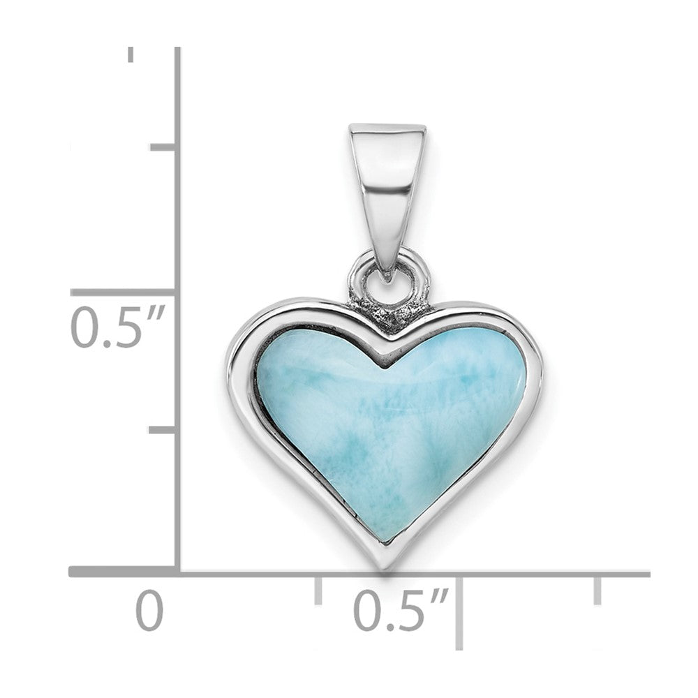 Sterling Silver Rhodium-Plated Larimar Heart Pendant