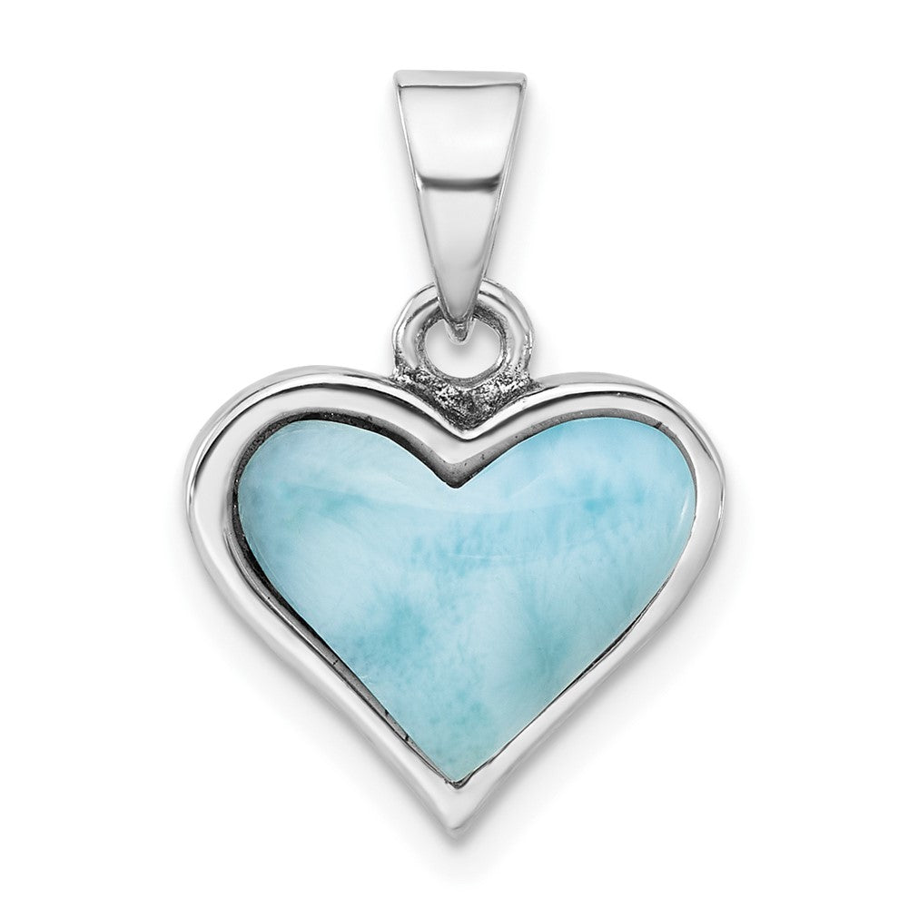 Sterling Silver Rhodium-Plated Larimar Heart Pendant