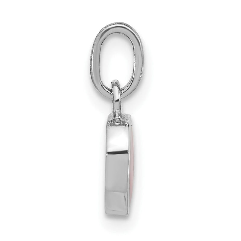 Sterling Silver Rhodium-Plated Pink Mother of Pearl Heart Pendant