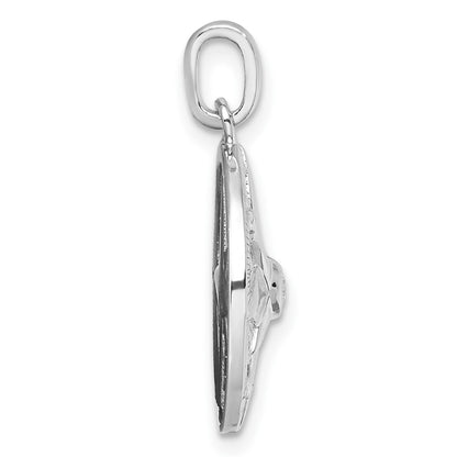 Sterling Silver Rhodium-Plated CZ Compass Pendant