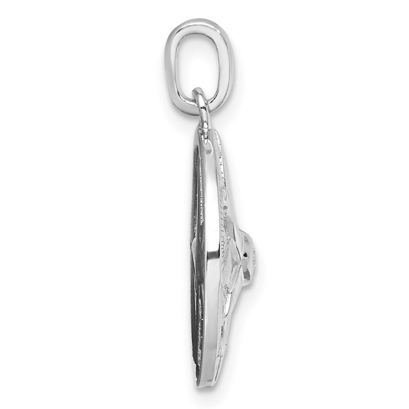 Sterling Silver Rhodium-Plated CZ Compass Pendant