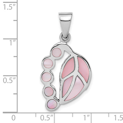 Sterling Silver Pink Shell Leaf Pendant