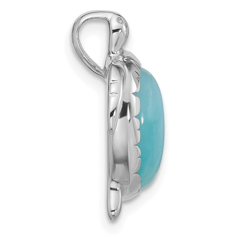 Sterling Silver Rhodium-Plated Amazonite Turtle Chain Slide