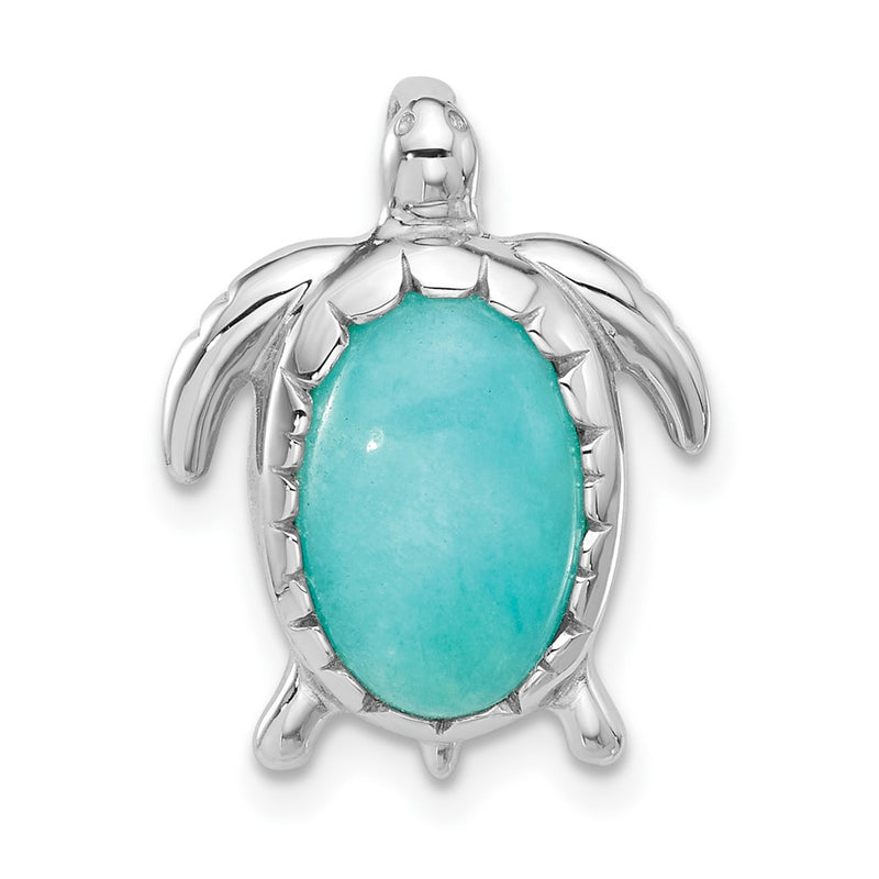 Sterling Silver Rhodium-Plated Amazonite Turtle Chain Slide