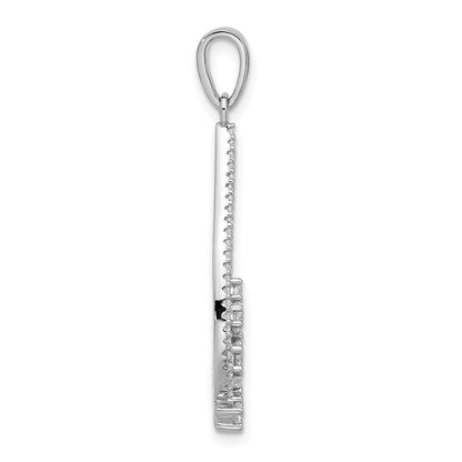 Fire Sterling Silver Rhodium-Plated Fancy CZ Drop Pendant