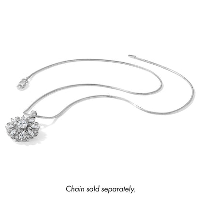Sterling Silver Rhodium-Plated CZ Floral Pendant