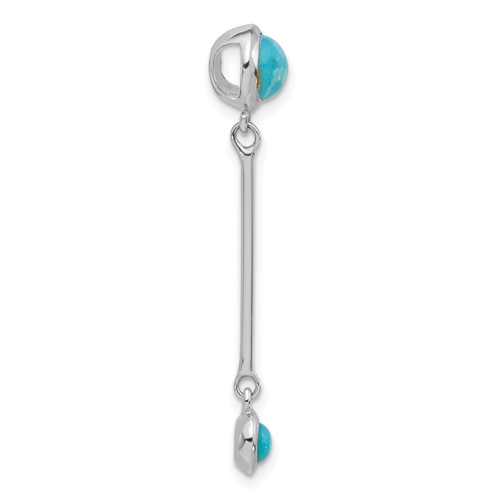 Sterling Silver Rhodium-Plated Turquoise Drop Chain Slide
