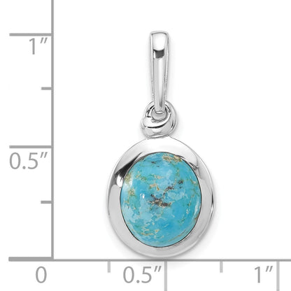 Sterling Silver Rhodium-Plated Turquoise Oval Pendant