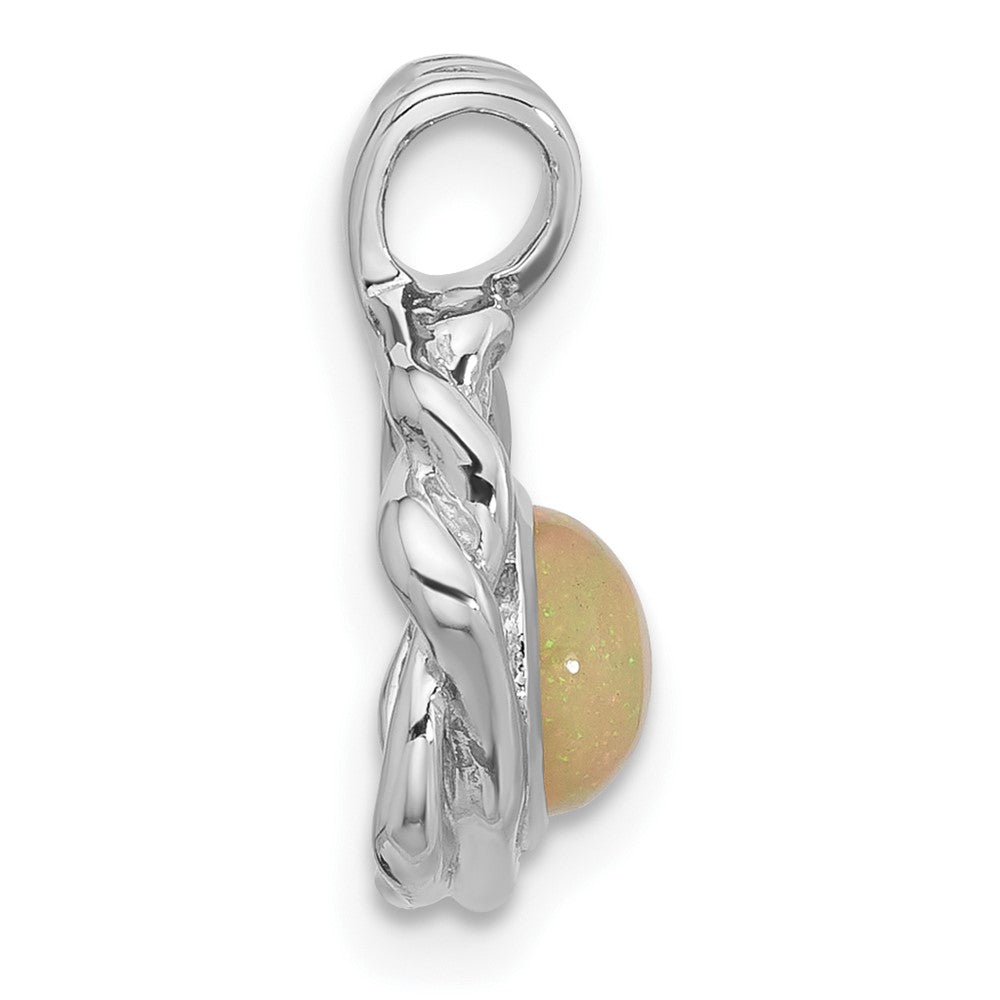 Sterling Silver Rhodium-Plated Polished Round Opal Pendant