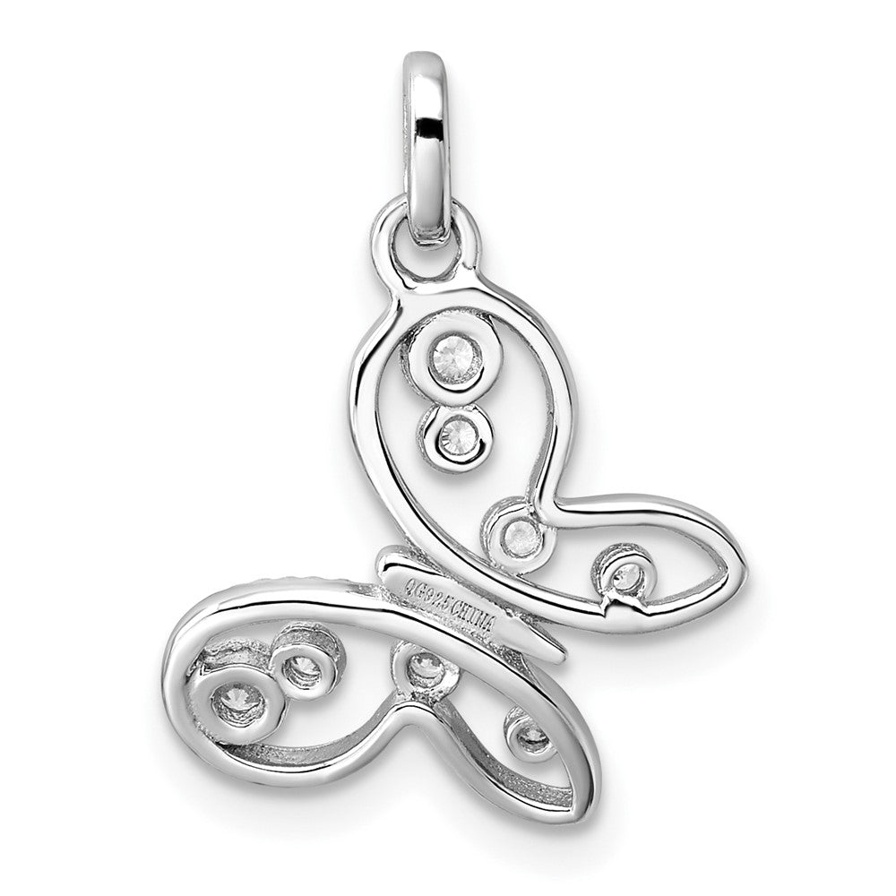 Sterling Silver Rhodium-Plated CZ Butterfly Pendant