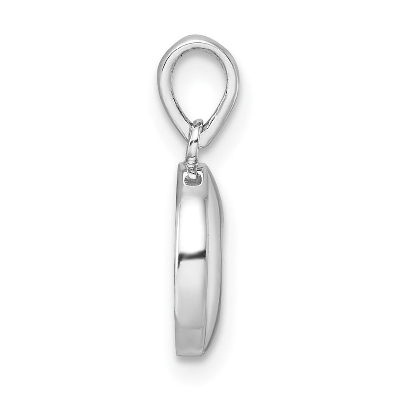 Sterling Silver Rhodium Plated Polished Pink Enamel Heart Children's Pendant