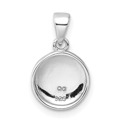 Sterling Silver Rhodium Plated Polished Pink Enamel Heart Children's Pendant