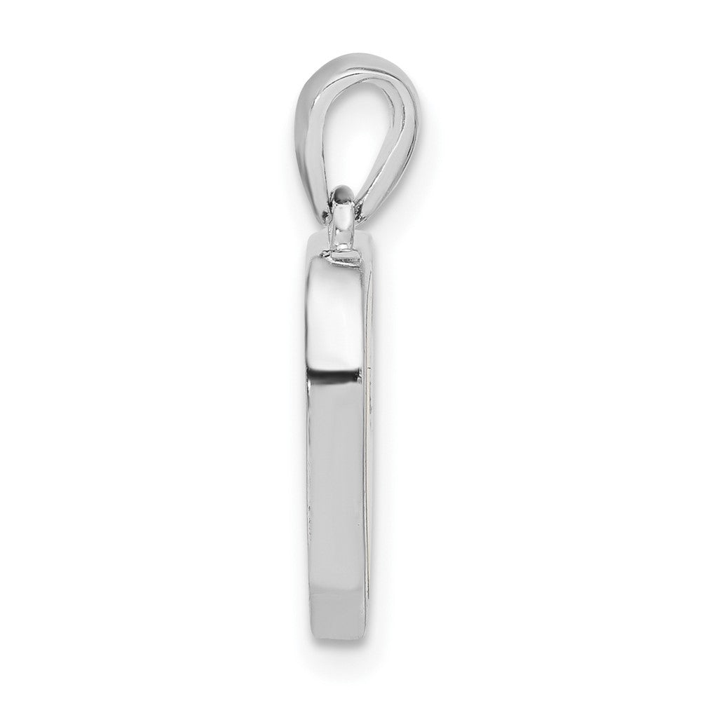 Sterling Silver Cz And White Enameled Heart Pendant