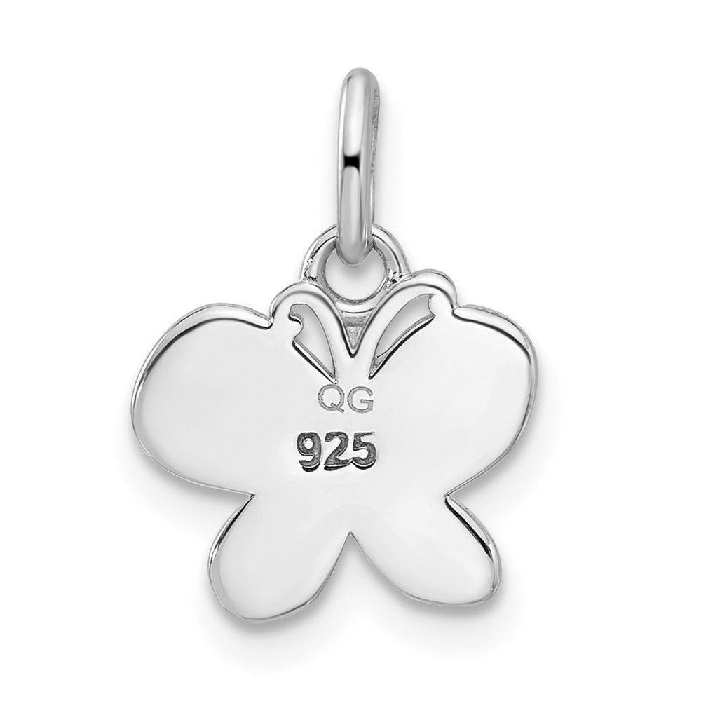 Sterling Silver Rhodium Plated Blue & Pink Enamel Butterfly Children's Pendant