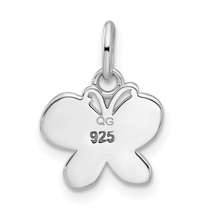 Sterling Silver Rhodium Plated Blue & Pink Enamel Butterfly Children's Pendant