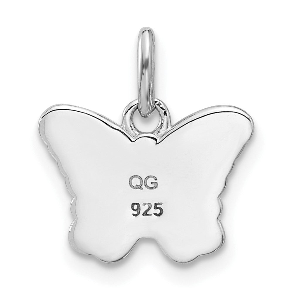 Sterling Silver Rhodium Plated Multi-Color Enameled Butterfly Children's Pendant