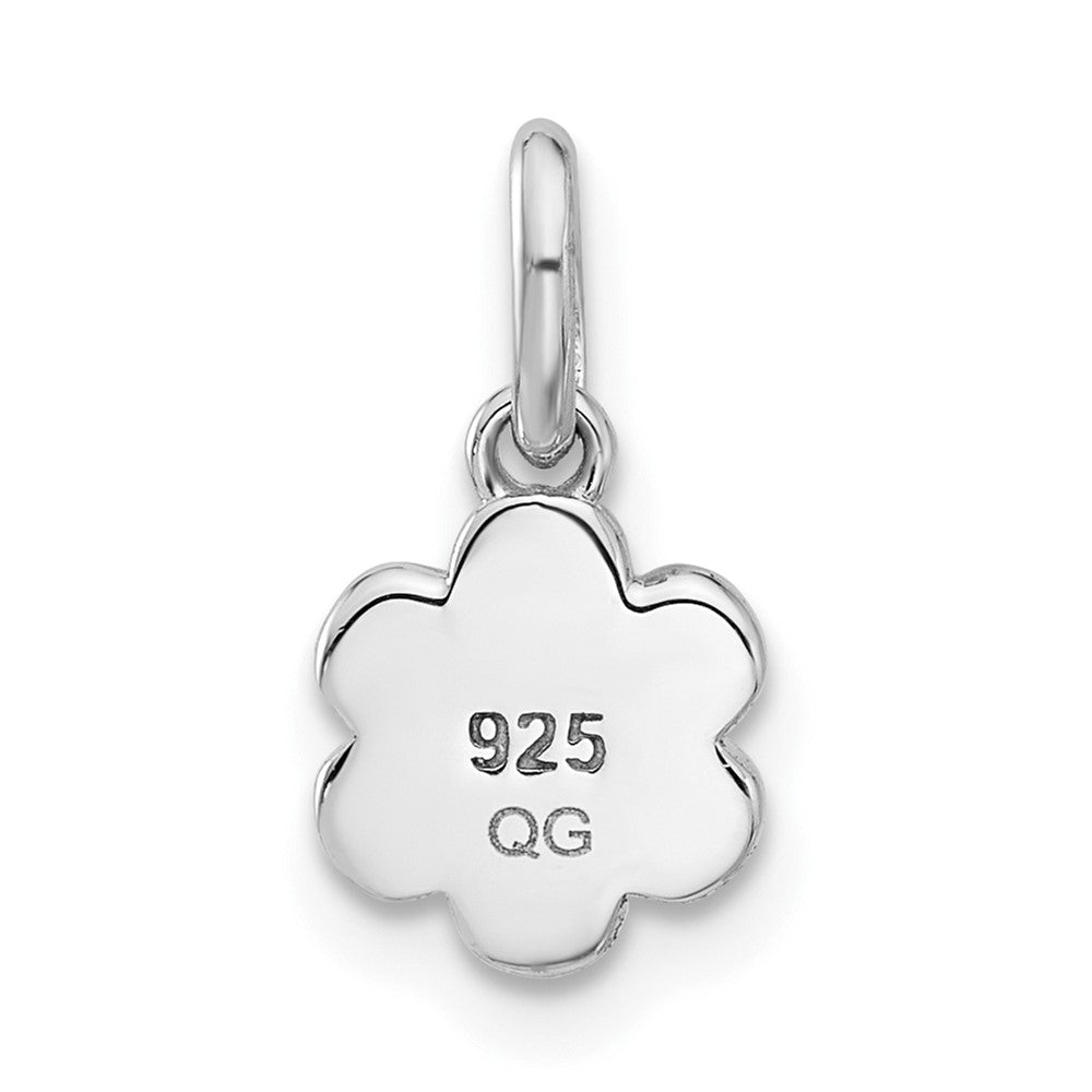 Sterling Silver Rhodium Plated Blue & Yellow Enamel Flower Children's Pendant