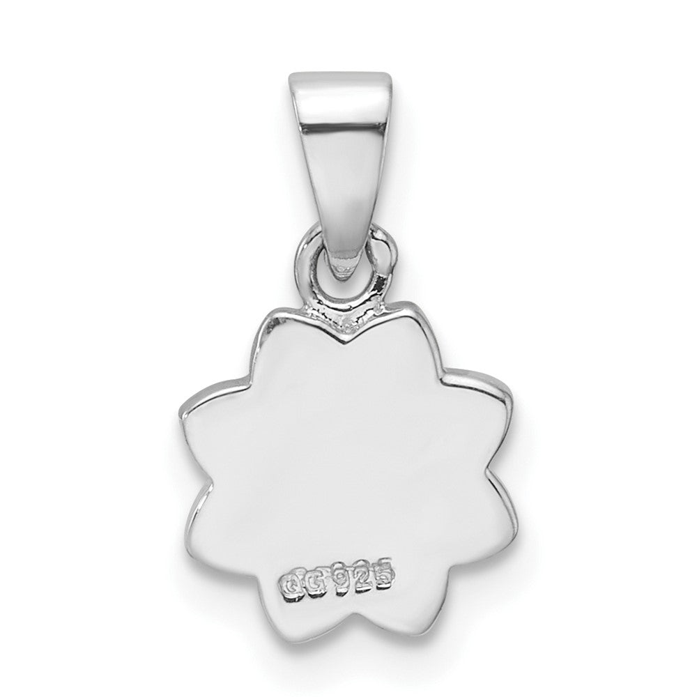 Sterling Silver Rhodium Plated Multicolor Enamel Smiling Sun Children's Pendant