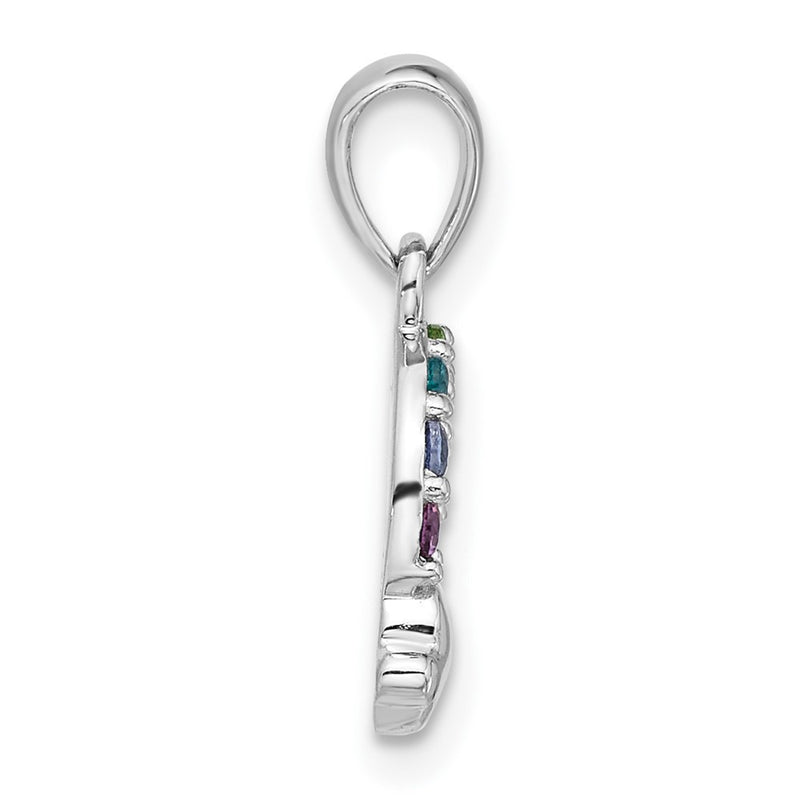 Sterling Silver Rhodium Plated Crystal Rainbow & Clouds Children's Pendant