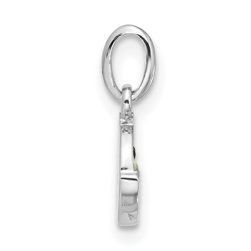 Sterling Silver Rhodium-Plated Enameled Chick in Egg Children's Pendant